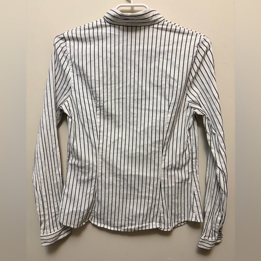 LACOSTE White w/ Black Striped Fitted Button Down Shirt - Picture 8 of 8